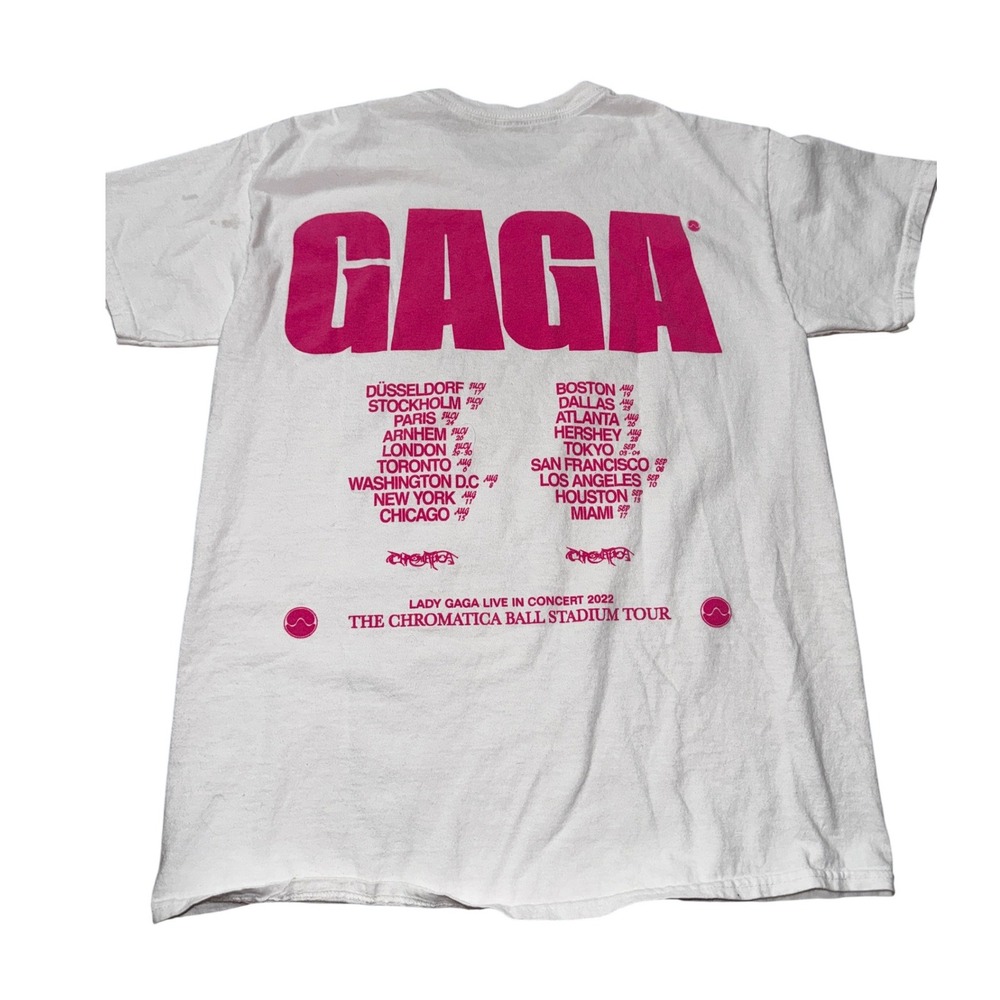 Lady Gaga The Chromatica‎ Ball 2022 Tour Concert T-Shirt White Pink Black Small